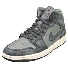 (36.5) Nike Air Jordan 1 Mid SE Damen - Fashion Sneaker in Rauchgrau Leder