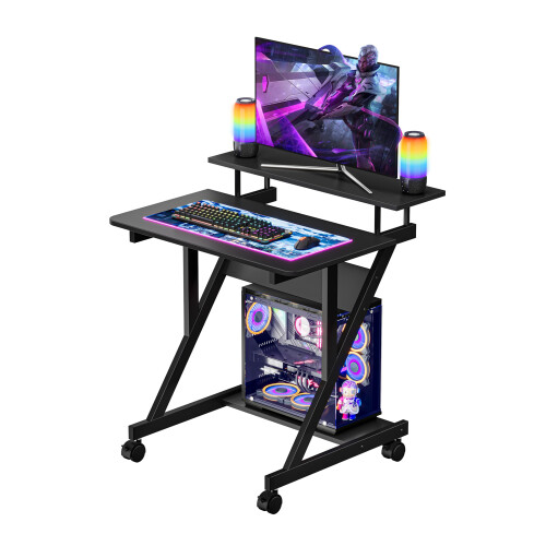 Dripex (Black) Z-Shaped Desk: Mobile & Compact for Small Spaces 2