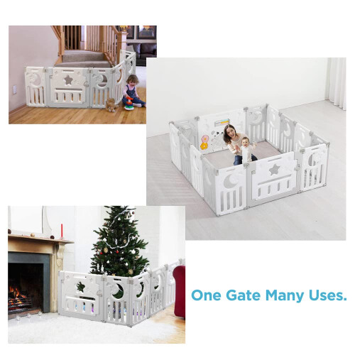 (Grey) Foldable Playpen for Babies and Toddlers 2