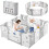 (Grey) Foldable Playpen for Babies and Toddlers 1