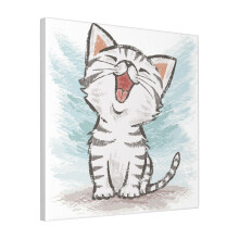 Canvas Print Only American Shorthair Happy Wall Art Poster Room Decor 18x18 inch No Frame