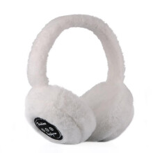(White) Bluetooth Earmuff Warm Plush Wireless Music Earmuffs Unisex For Women Men