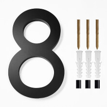 (Number 8) Floating Exterior House Numbers Stainless Steel Black For Door Garden Box Durable