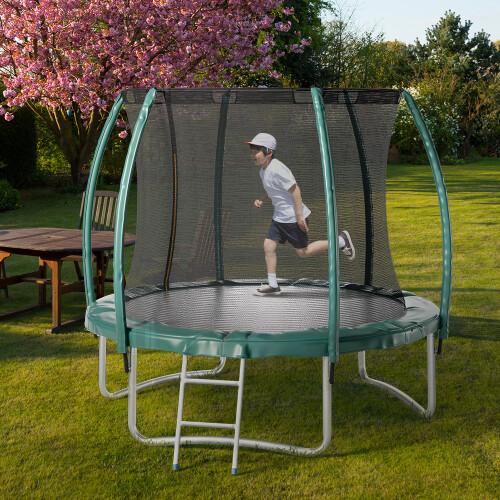 Living And Home 8FT Outdoor Enclosure Trampoline with Ladder