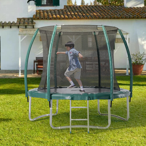 Living And Home 8FT Outdoor Enclosure Trampoline with Ladder 1