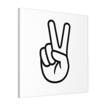 Canvas Print Only Hand Peace Sign Or Victory Sign - Simple Line Icon Symbol Wall Art Poster Room Decor 18x18 inch No Frame