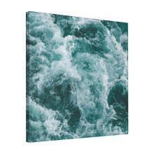 Canvas Print Only Aqua Waves Wall Art Poster Room Decor 18x18 inch No Frame