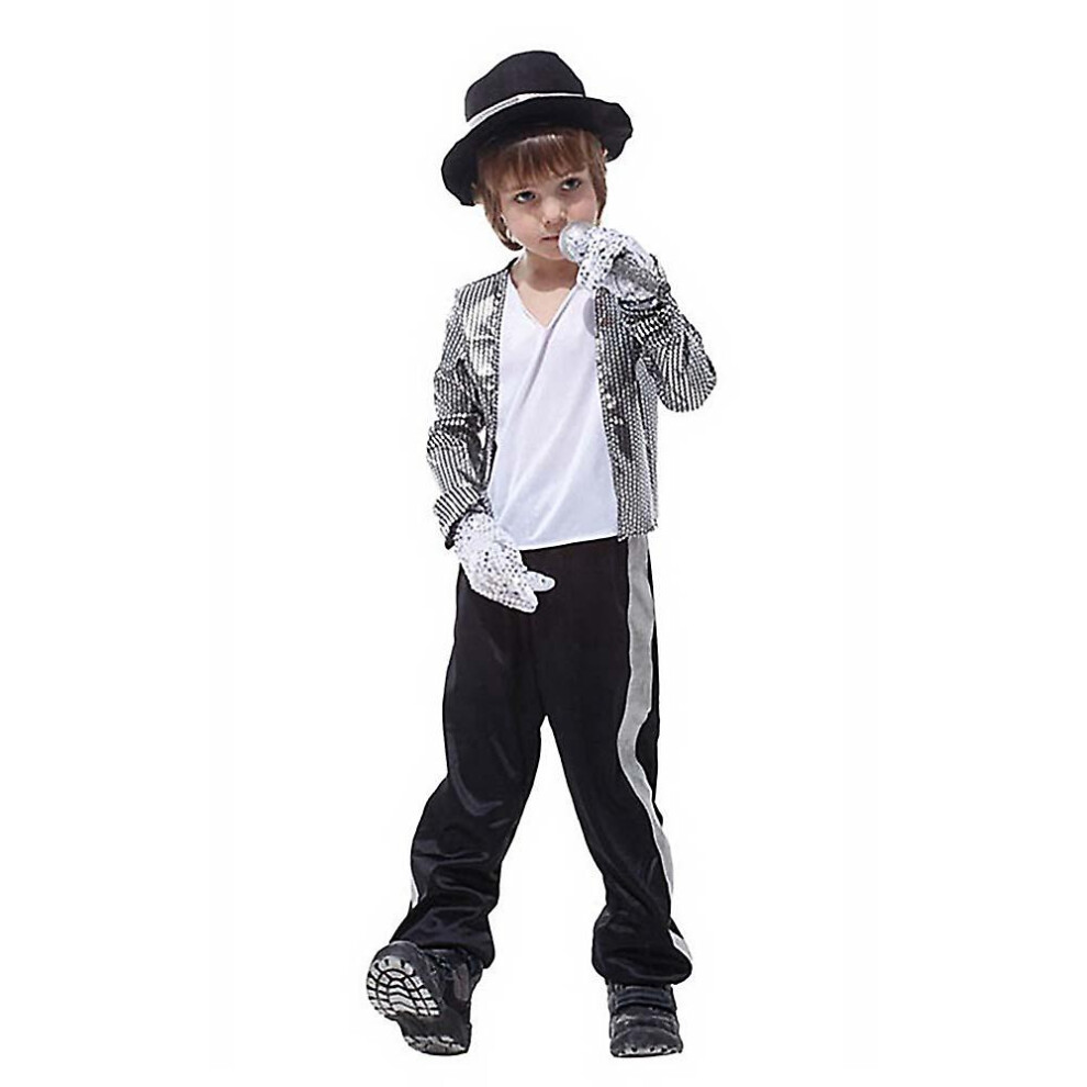 (15-16 Years) Michael Jackson Cosplay Costume Kids Boys Girls Unisex Performance Outfits Set Halloween Party Fancy Dress