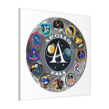 Canvas Print Only Apollo Mission Composite Logo Wall Art Poster Room Decor 18x18 inch No Frame