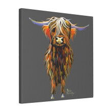 Canvas Print Only Scottish Highland Cow ' STEWART ' By Shirley MacArthur Wall Art Poster Room Decor 18x18 inch No Frame