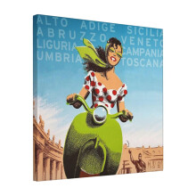 Canvas Print Only Beautiful Girl Traveling Italy Vintage Travel Ad Wall Art Poster Room Decor 18x18 inch No Frame
