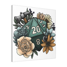 Canvas Print Only Cleric Class D20 - Tabletop Gaming Dice Wall Art Poster Room Decor 18x18 inch No Frame