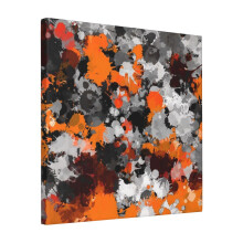 Canvas Print Only Orange And Grey Paint Splatter Wall Art Poster Room Decor 18x18 inch No Frame