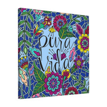 Canvas Print Only Pura Vida Costa Rica Lettering Quote Wall Art Poster Room Decor 18x18 inch No Frame