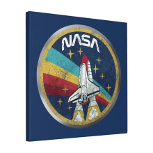 Canvas Print Only NASA Retro Vintage Logo With Metal Border Wall Art Poster Room Decor 18x18 inch No Frame