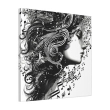 Canvas Print Only Musical Notes Transition Monochrome Drawing Wall Art Poster Room Decor 18x18 inch No Frame