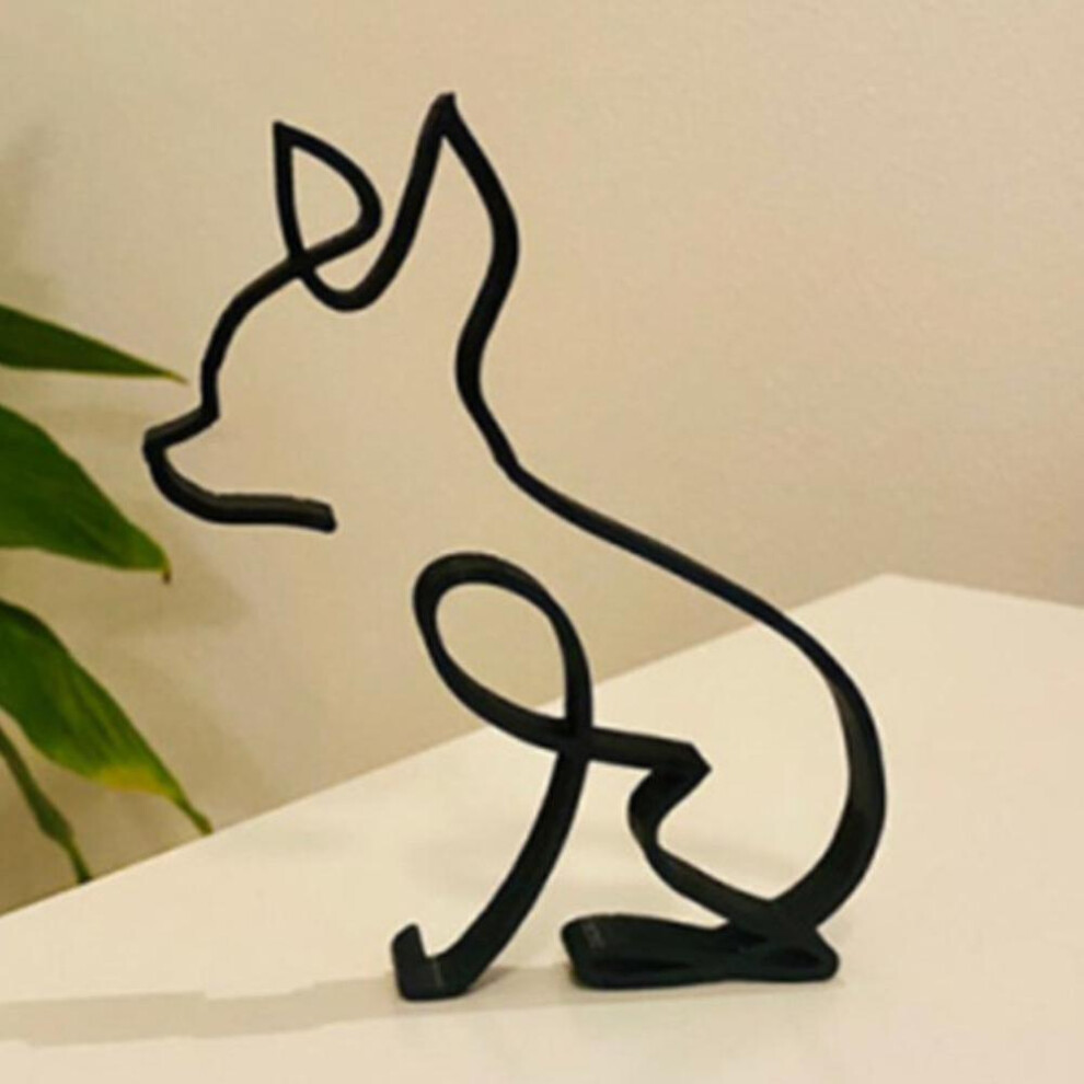 (Chihuahua) Modern Minimalist Metal Dog Sculpture Home Room Decor Statue Art Ornaments