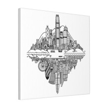 Canvas Print Only Hong Kong London Reversible Skylines Wall Art Poster Room Decor 18x18 inch No Frame