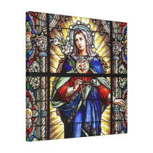 Canvas Print Only Immaculate Heart Of Mary Mother Of God Virgin Mary Wall Art Poster Room Decor 18x18 inch No Frame