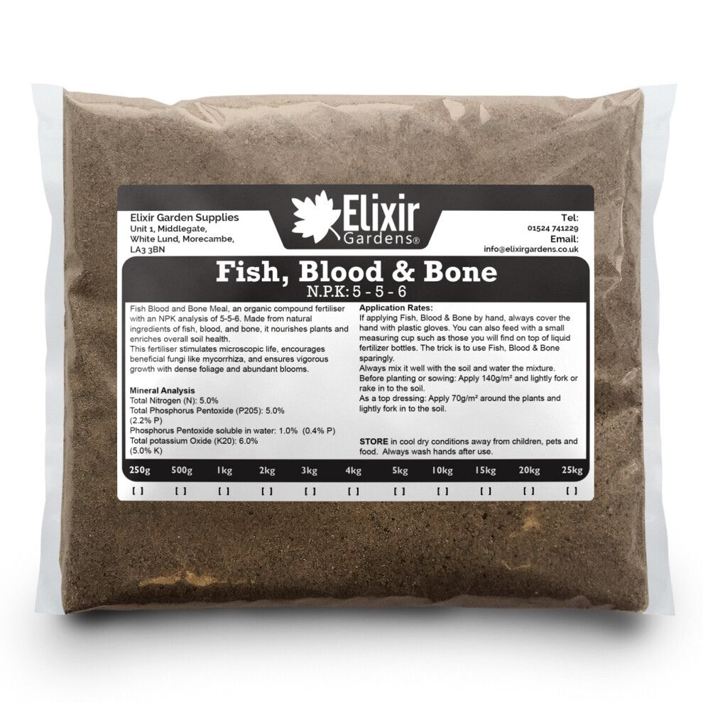 (Bag, 4kg) Fish, Blood & Bone | Multi Purpose Organic-Based Fertiliser / Plant Food | NPK 5-5-6 | 500g - 25kg Bag or Tub