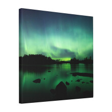 Canvas Print Only Beautiful Northern Lights Over Lake Wall Art Poster Room Decor 18x18 inch No Frame