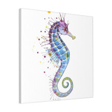Canvas Print Only Seahorse - Purple Wall Art Poster Room Decor 18x18 inch No Frame