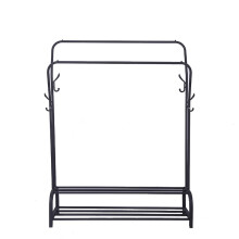(Black) Movable Metal Clothes Floor Hanger