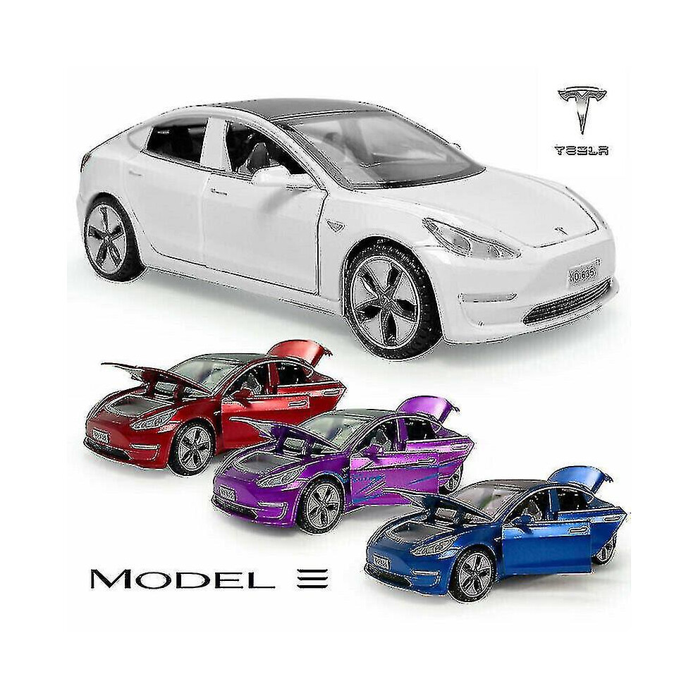 (Black) New 1:32 Tesla Model 3 Diecast Model Car Pull Back Led Vehicle Collectible Toy-yujia-yujia-image-OPC-PDPFQS7-NEW