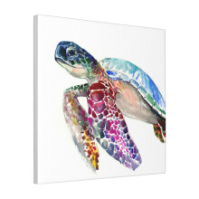 Canvas Print Only Sea Turtle, Rainbow Colors Wall Art Poster Room Decor 18x18 inch No Frame