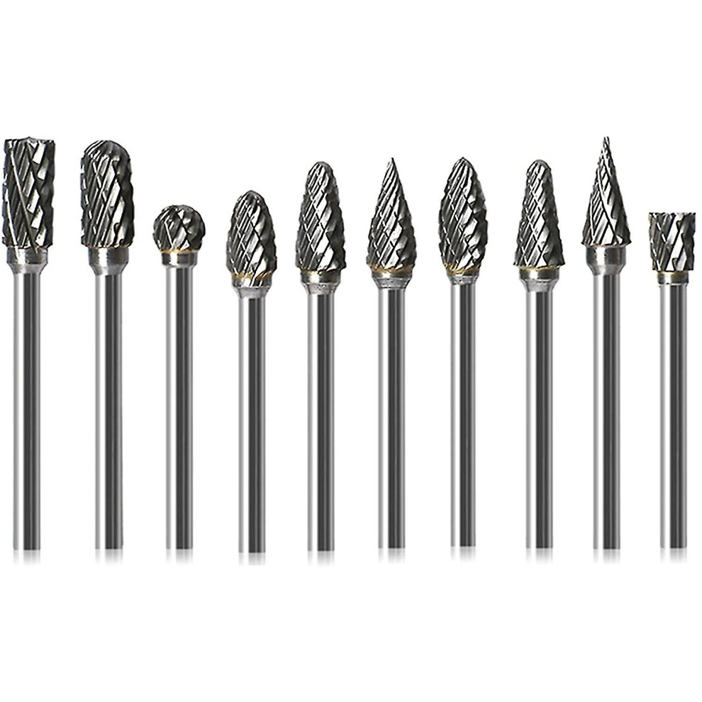 10Pcs Tungsten Carbide Rotary Burrs, Metal Milling Cutter Grinding Head For Rotary Tools, Grinder And Woodworking, Engraving, Metal Polishing 9152243116220
