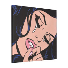 Canvas Print Only Black Hair Crying Comic Girl Wall Art Poster Room Decor 18x18 inch No Frame