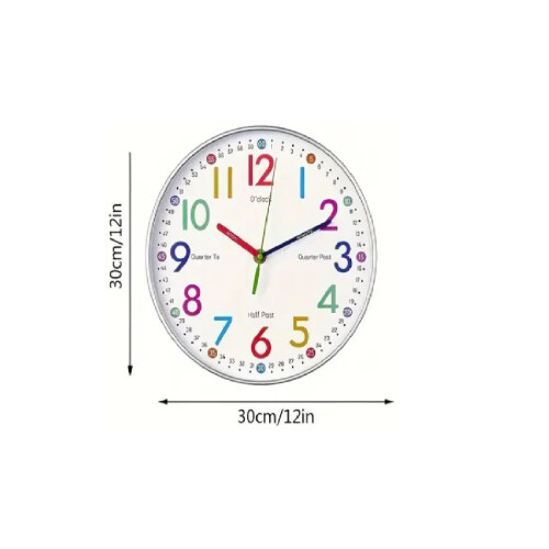 (Colourful 12 Hour Clock) Colourful Childrens Easy Time Clock Silent Movement 2