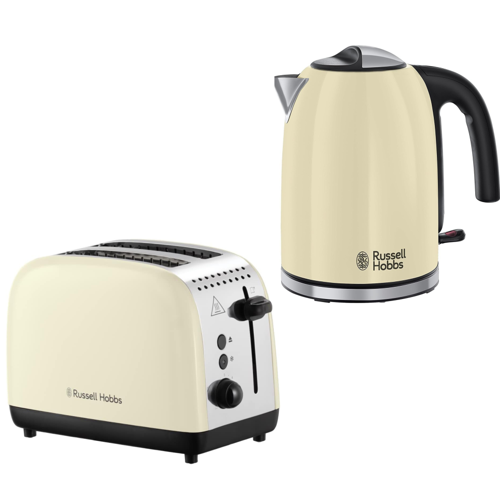 Russell Hobbs Colours Plus Cream Kettle & 2 Slice Toaster Set