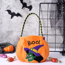 (Orange) 2022 Halloween Candy Bag Haloween Pumpkin Witch Black Cat Handbag Trick Or Treat