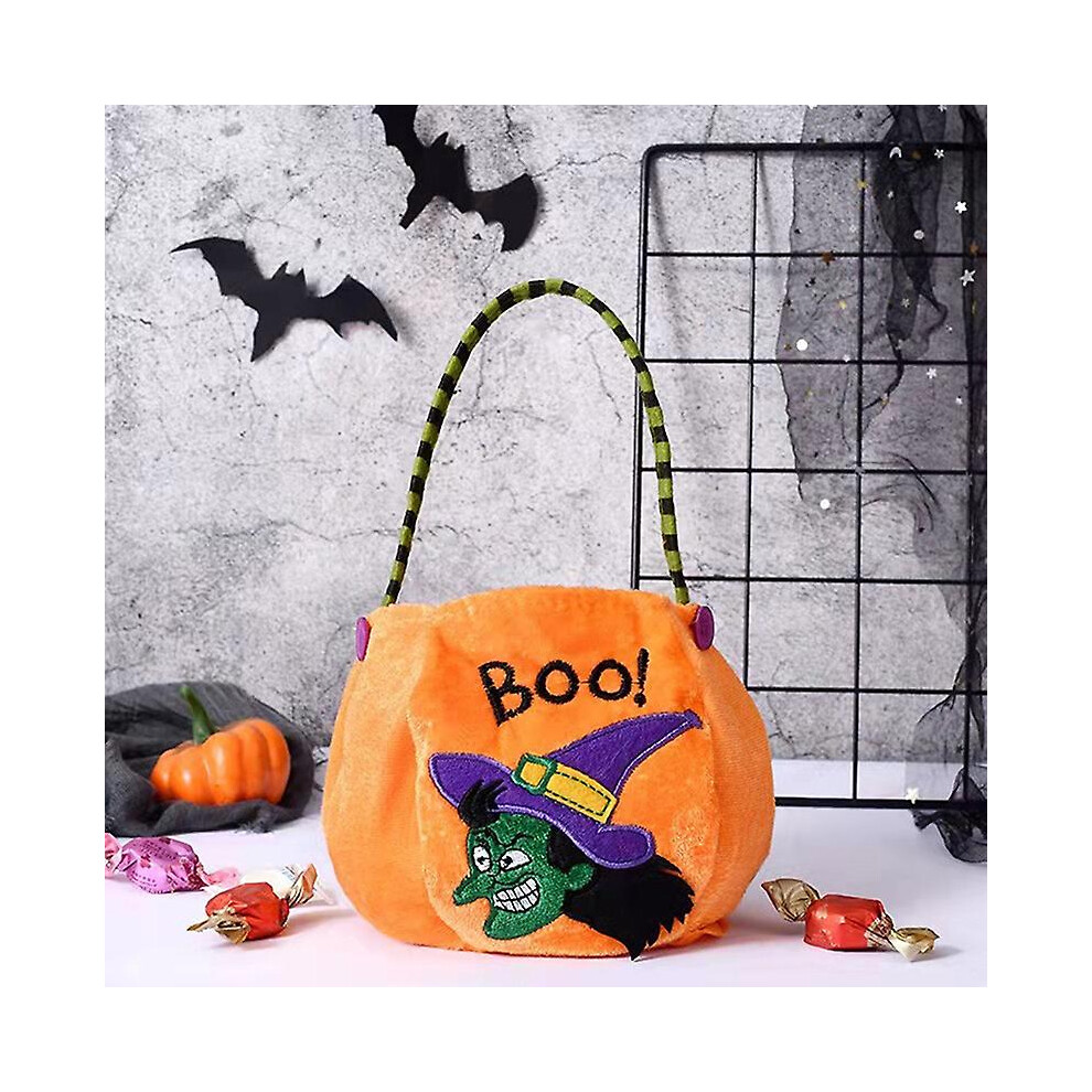 () 2022 Halloween Candy Bag Haloween Pumpkin Witch Cat Handbag Trick Or Treat Orange/Black