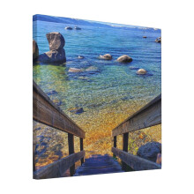 Canvas Print Only Speedboat Beach Lake Tahoe Wall Art Poster Room Decor 18x18 inch No Frame