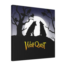 Canvas Print Only Full Moon Wolves Ravens - WolfQuest Dream Wall Art Poster Room Decor 18x18 inch No Frame