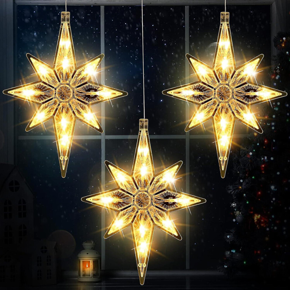 10.6 Inch Bethlehem Christmas Lights Plastic Lighted Led Silhouette Large Hanging Stars