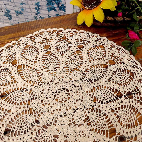 Handmade Crocheted Lace Round Tablecloth - Diameter 60 cm - Elegant Home Decor 1