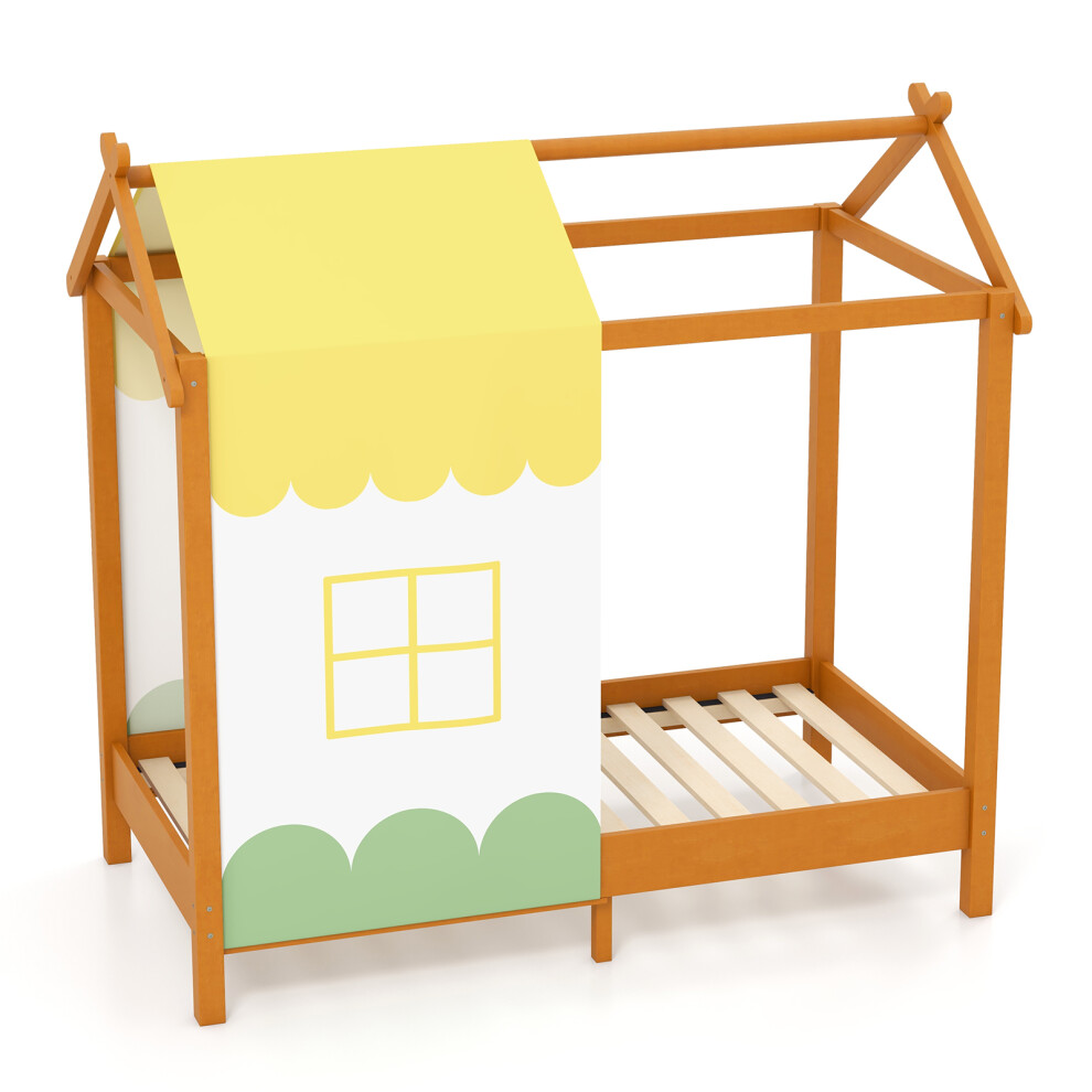 152 x 82 cm House Bed for Kids Platform Bed Frame W/ Removable Canopy