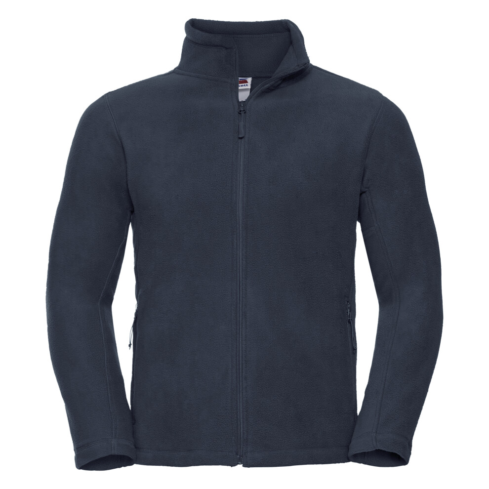 (L, French Navy) Russell Mens Full Zip Outdoor Fleece Jacket 