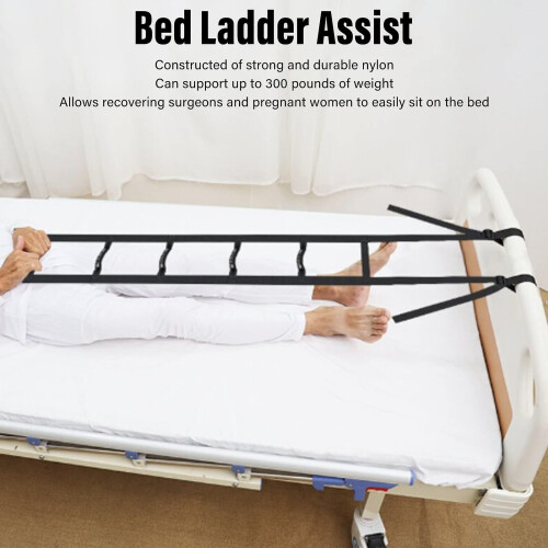 Bed Ladder Assist With Hard Handle ,sit Up Helper With Adjustable Length-pull Up Rope Ladder (5 Handle) 1