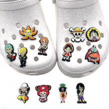 12pcs Cartoon One Piece Shoe Charms Decoration For Diy Croc Clog Sandals Accessories