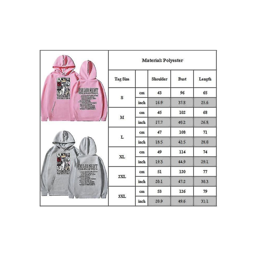 (Grey, M) Adults Taylor Swift The Eras Tour Printed Hoodie Long Sleeve Hooded Sweatshirt Tops Gifts