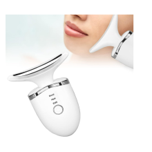 Face and Neck Massager,Neck Lifting Massager Heating Colorful Lights Micro Current Neck Skin Tightening Device(White)