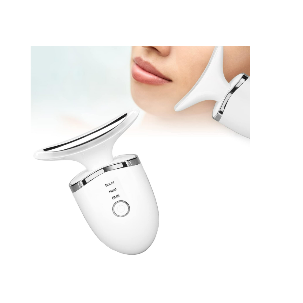 Chronus Face And Neck Massager,Neck Lifting Massager Heating Colorful Lights Micro Current Neck Skin Tightening Device(White)