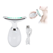 V-Shaped Skin Tightening Anti Wrinkles Machine, Electric Neck Facial Massager, 3 Colors Portable High Frequency Beauty Neck Face Toning Device(White)