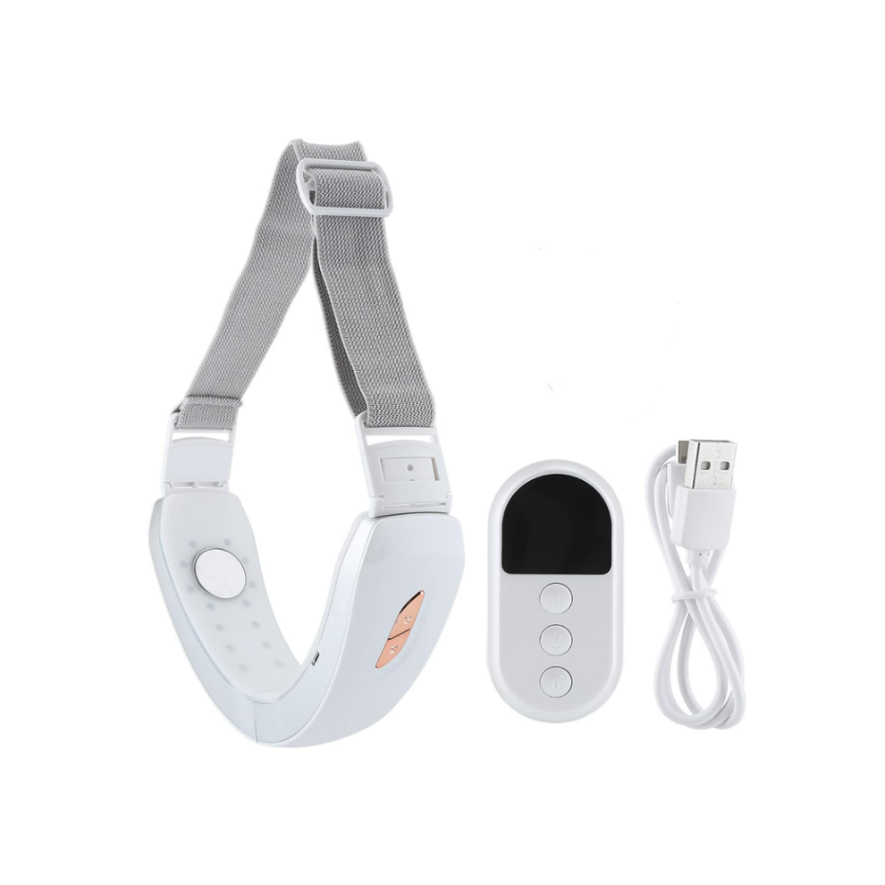 Chronus Face Slimming Massager Rechargeable Electric Ems Vibration Photon Light Therapy Face Lifting Firming Machine For Thin Double Chin(White)