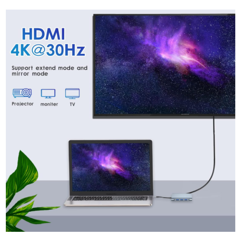 Usb-C Multiport Hub Adapter Hdmi Vga Pd Grey 2