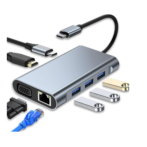 Usb-C Multiport Hub Adapter Hdmi Vga Pd Grey